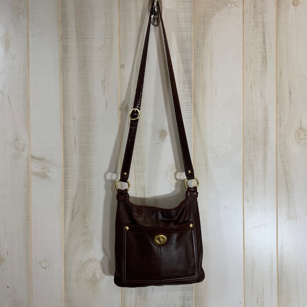 Coach Penelope Brown Leather Crossbody Twistlock